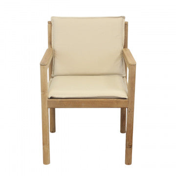 Poltrona impilabile in teak e wicker con cuscini 59x60x80 cm