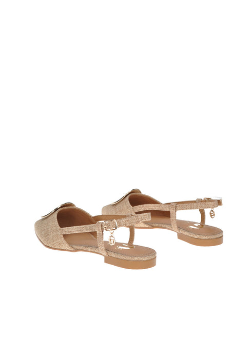 Decollete Aperto Dietro Mika Tessuto con Cinturino Applicazioni in Metallo Sottopiede Imbottito Pelle Tacco 2 cm