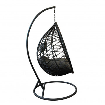 Dondolo con struttura metallo tortora e seduta wicker, tubi 42x2,5 mm