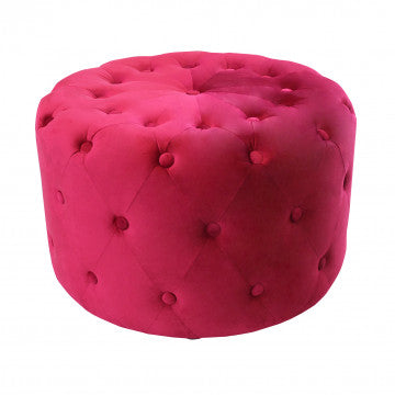Pouf rotondo in velluto bordeaux diametro 67 cm altezza 41 cm