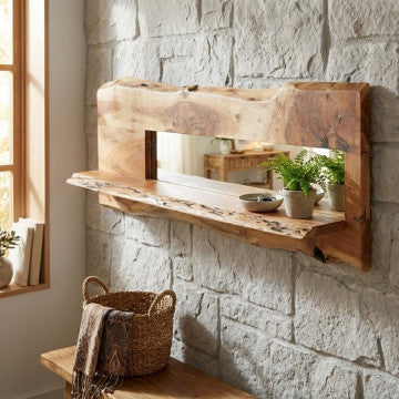 Mensola in legno acacia marrone dimensioni 120x22x38 cm