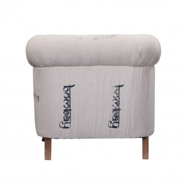 Poltrona struttura legno di mango, seduta in stoffa, 76x76x90 cm