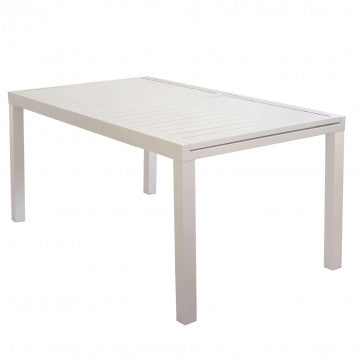 Tavolo Formentera tortora in versione chiusa, struttura in alluminio resistente per esterni.
