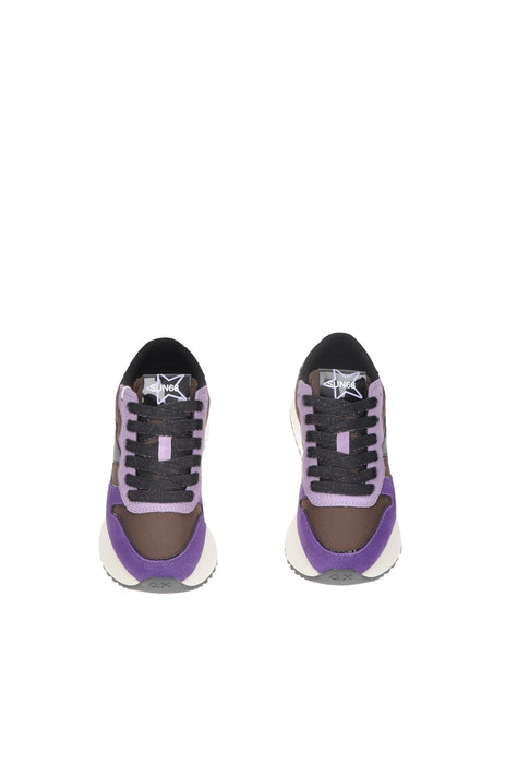 Sun68 Big Stargirl Mix Sneaker In Camoscio Con Lacci Sottopiede Imbottito Suola Alta 4 Cm