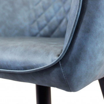 Poltrona struttura metallo seduta schienale ecopelle blu 56x60x87