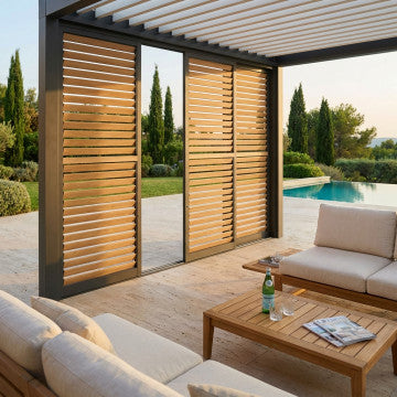 Laterale scorrevole con lamelle orientabili per pergola bioclimatica