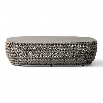 Tavolino ovale struttura alluminio corde 124x85x33 cm peso 21 kg