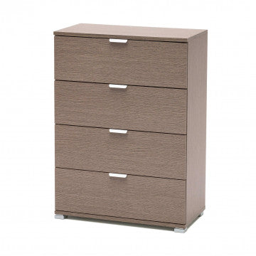 Cassettiera 4 cassetti in truciolare bilaminato rovere grigio 60x38x85cm