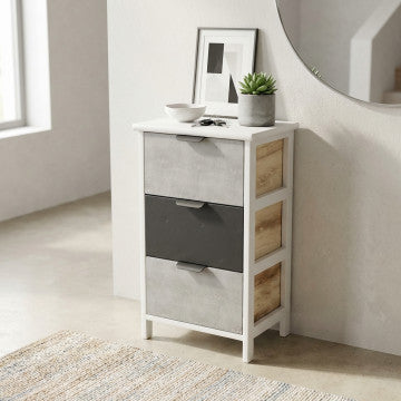 Mobiletto in legno con 3 cassetti, dimensioni 34x25x60,5 cm