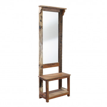 Mobile entrata legno riciclato 60x30x180 cm colore marrone