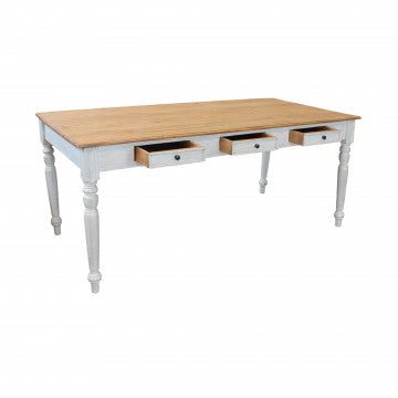 Tavolo in mogano con piano rettangolare 180x90 cm, altezza 75 cm