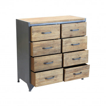 Cassettiera in metallo e legno, 81,5x38x82,5 cm, colore marrone