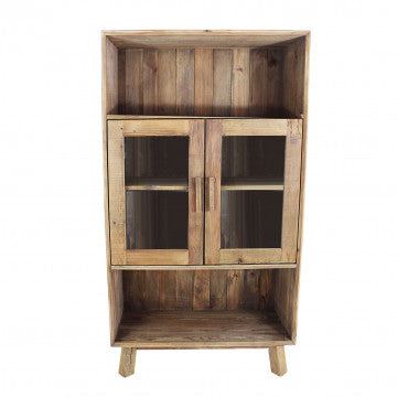 Mobile 2 ripiani 2 ante legno pino riciclato 90x40x160cm