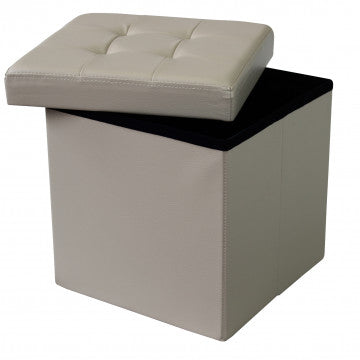 Pouf contenitore quadrato in ecopelle naturale 38x38x38 cm