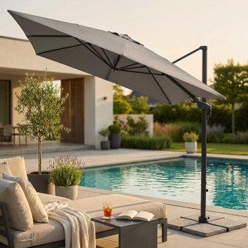 Ombrellone 400x300 cm poliestere 350 gr pistone gas grigio