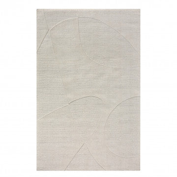 Tappeto in lana e cotone avorio 120x180 cm con decoro