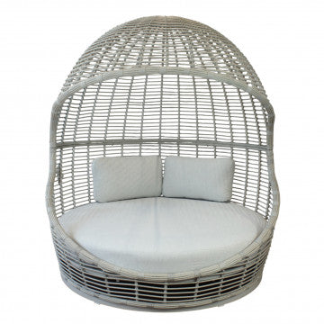 Conchiglione rotondo in wicker grigio con cuscino, diametro 110 cm