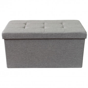 Pouf contenitore rettangolare in tessuto grigio 76x38x38 cm