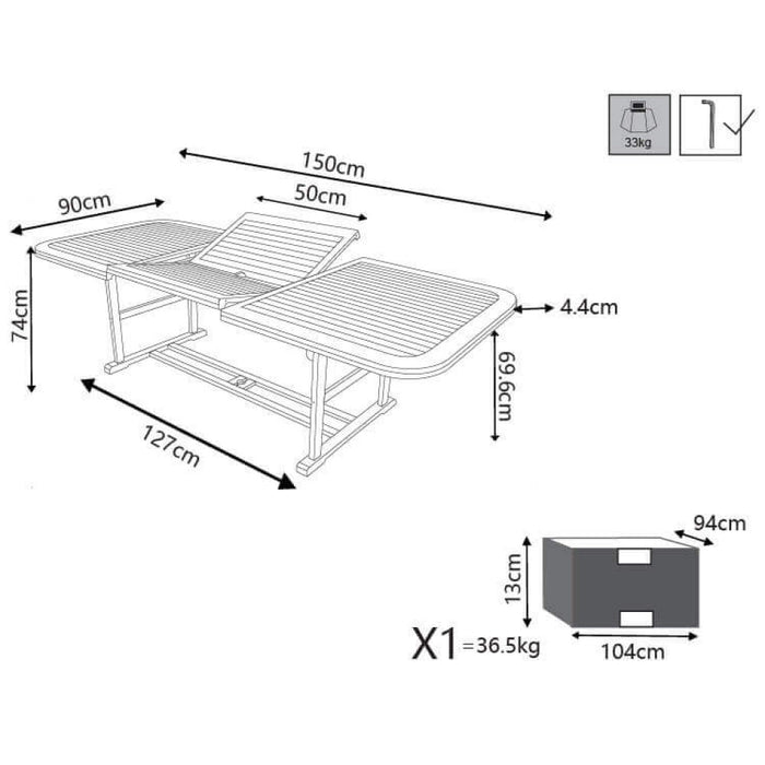 Tavolo rettangolare 150/200x90 double  Hobby Shop Solution   