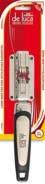 Affilacoltelli lame inox De Luca professionale con impugnatura ergonomica, ideale per affilare lame in cucina con precisione e sicurezza.