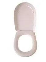 Copri water termoindurente modello Saturno per arredo bagno, colore bianco con cerniere in acciaio inox, misura 45,5x35 cm.