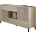 Credenza 2 ante e 2 cassetti in melaminico con design moderno e finitura legno chiaro, perfetta per ogni ambiente. Dimensioni 154x41x75 cm.