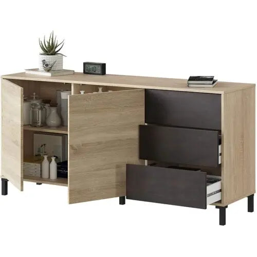 Credenza in Rovere Ossido con 2 Ante e 3 Cassetti Buffet e credenze FORES   