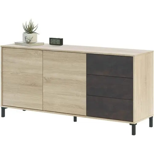 Credenza in Rovere Ossido con 2 Ante e 3 Cassetti Buffet e credenze FORES   