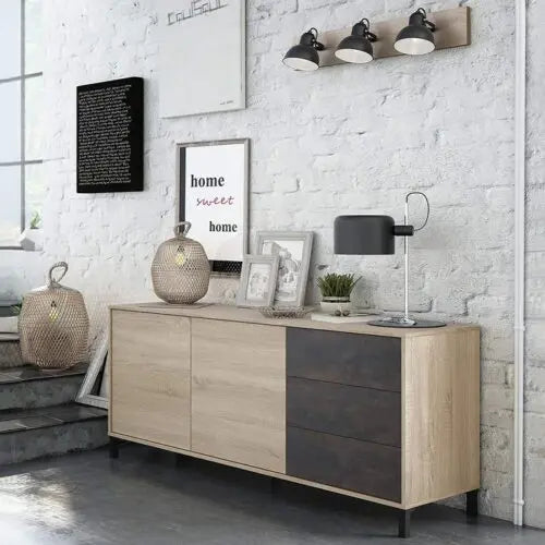 Credenza in Rovere Ossido con 2 Ante e 3 Cassetti Buffet e credenze FORES   