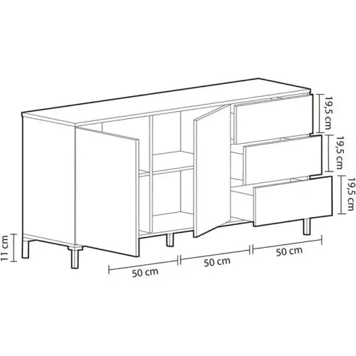 Credenza in Rovere Ossido con 2 Ante e 3 Cassetti Buffet e credenze FORES   