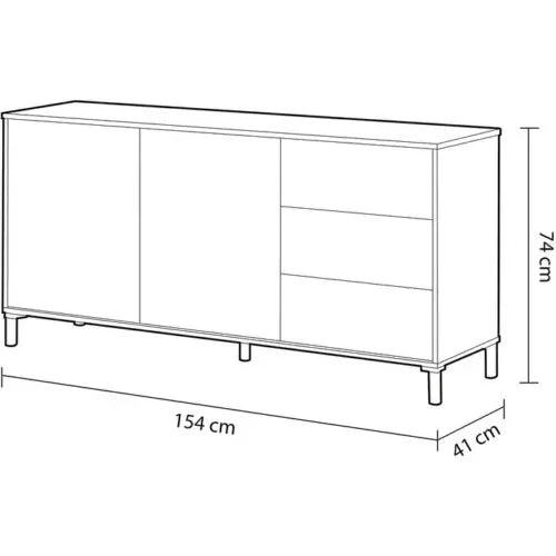 Credenza in Rovere Ossido con 2 Ante e 3 Cassetti Buffet e credenze FORES   