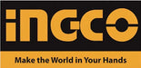 Logo Ingco con slogan 'Make the World in Your Hands', rappresenta il marchio di utensili elettrici professionali e affidabili.