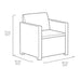 Disegno tecnico con misure della poltrona Salotto Alabama Graphite, ideale per valutare lo spazio in ambienti esterni
