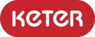 Logo Keter rosso, marchio del Salotto Alabama Graphite con cuscini grigi per arredo da esterno