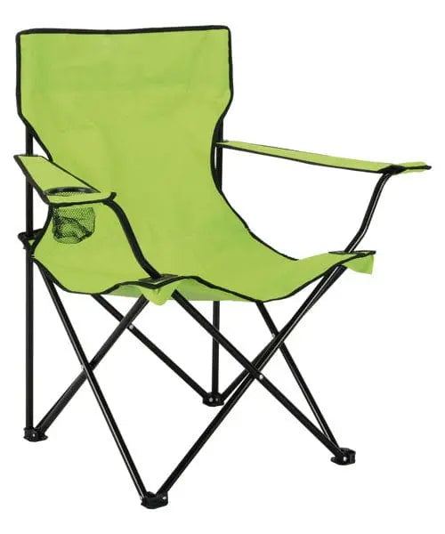 Sedia pieghevole umbrella verde per esterni con struttura in acciaio e porta bibita integrato, ideale per campeggio e spiaggia.