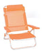 Spiaggina arancione in alluminio e textilene con schienale reclinabile in 5 posizioni, modello comfort richiudibile per arredo esterno e giardino.