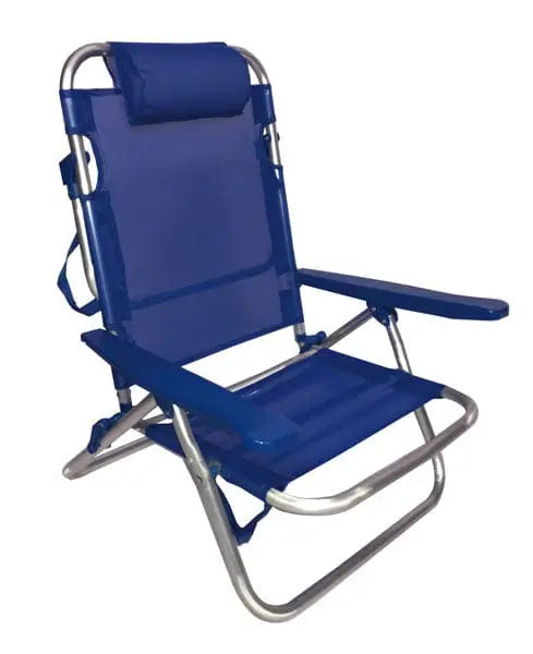 Spiaggina alluminio texilene 5 posizioni blue con struttura pieghevole e schienale reclinabile, ideale per arredo esterno e giardino.