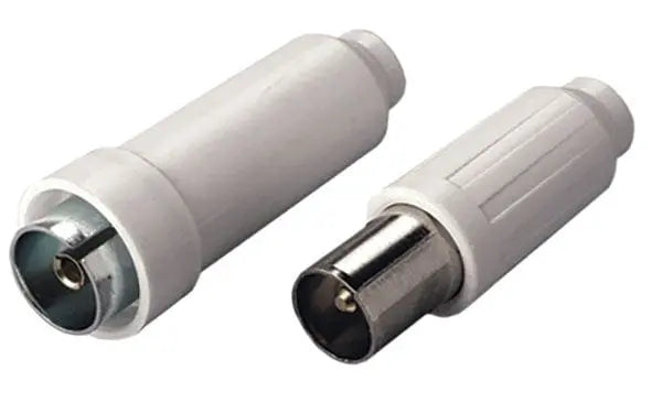 SPINA+PRESA COAX 75 OHM (BL.2PZ) coppia coassiale schermata per collegamenti TV, confezione blister da 2 pezzi, ideale per Accessori TV.