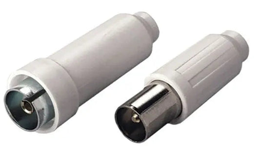 SPINA+PRESA COAX 75 OHM (BL.2PZ) coppia coassiale schermata per collegamenti TV, confezione blister da 2 pezzi, ideale per Accessori TV.